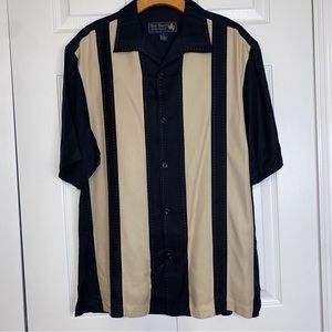 Nat Nast Silk Shirt Small Black with Tan Accents and Top-Stitching